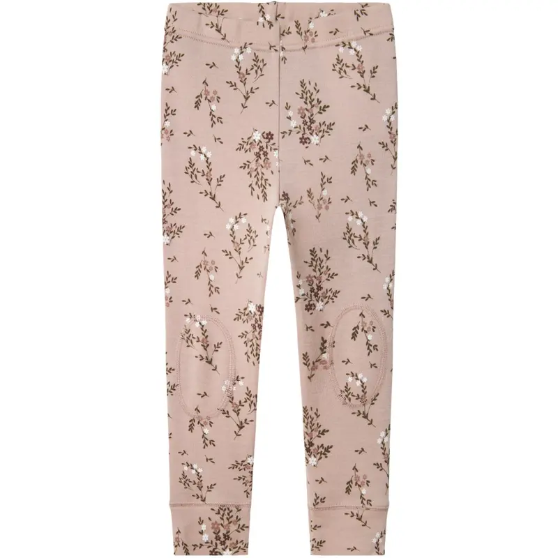 Name It Shadow Gray Long Flowers Nmfwillow Wool Leggings 1