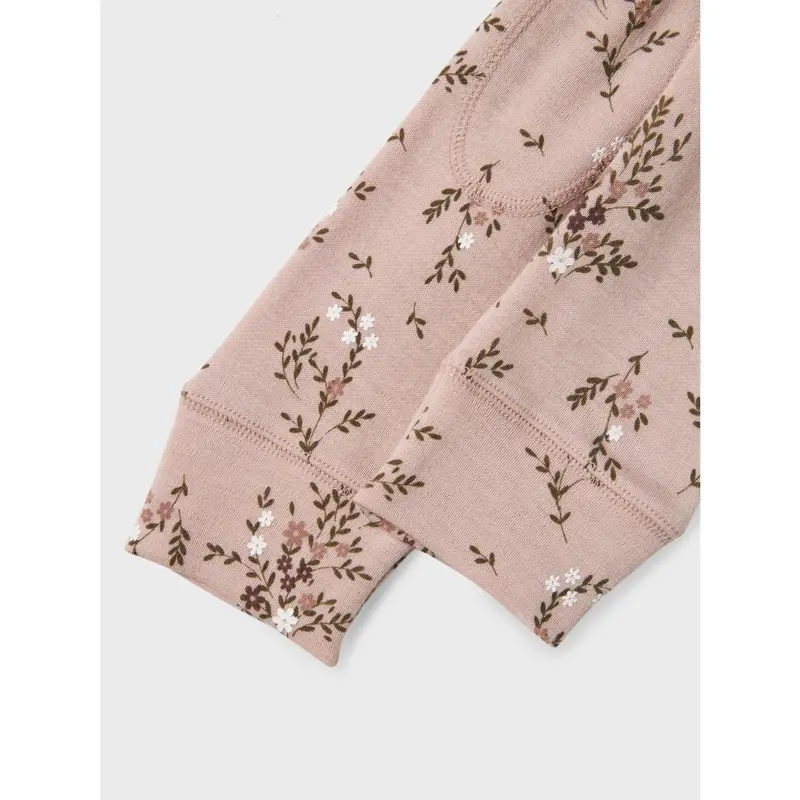 Name It Shadow Gray Long Flowers Nmfwillow Wool Leggings 2