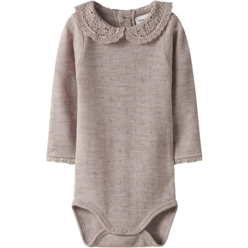 Name It Shadow Gray Nbfwang Wool Needle Ls Body W/Collar 1