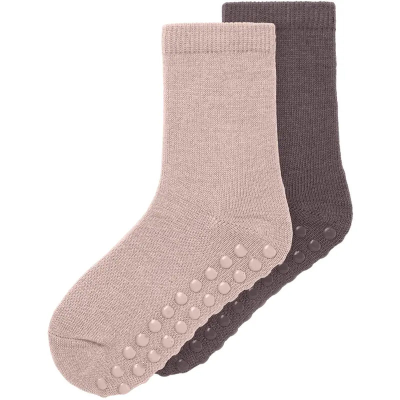Name It Shadow Gray Nmfwak Wo/Bl 2P Socks W/Non Skid 1