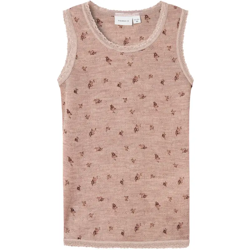 Name It Shadow Gray Small Flowers Nmfwang Wool Needle Tank Top 1