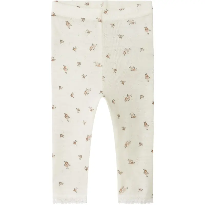 Name It Snow White Small Flowers Nbfwang Wool Needle Leggings Noos 1
