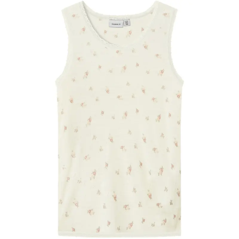 Name It Snow White Small Flowers Nkfwang Wool Needle Tank Top 1