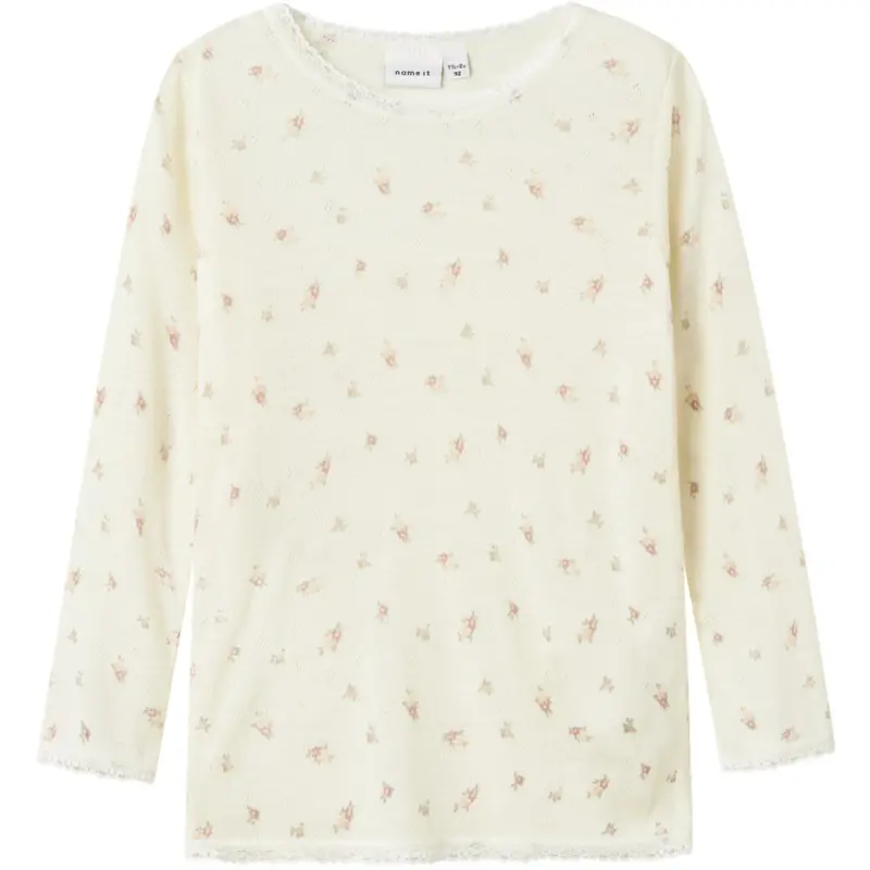 Name It Snow White Small Flowers Nmfwang Wool Needle Ls Top Noos 1