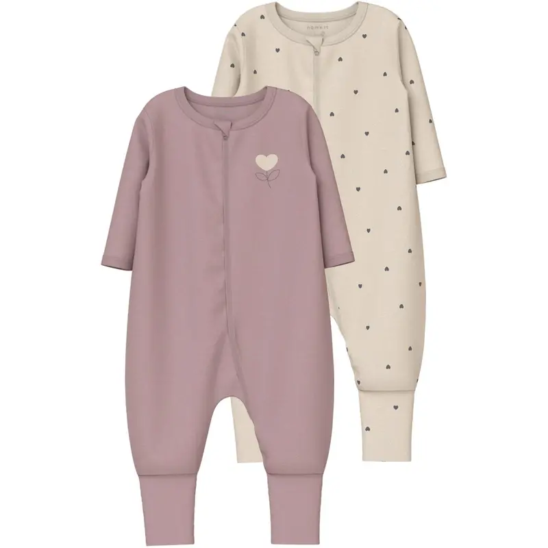 Name It Summer Sand Nbfnightsuit 2P Zip Ff Heart Noos 1