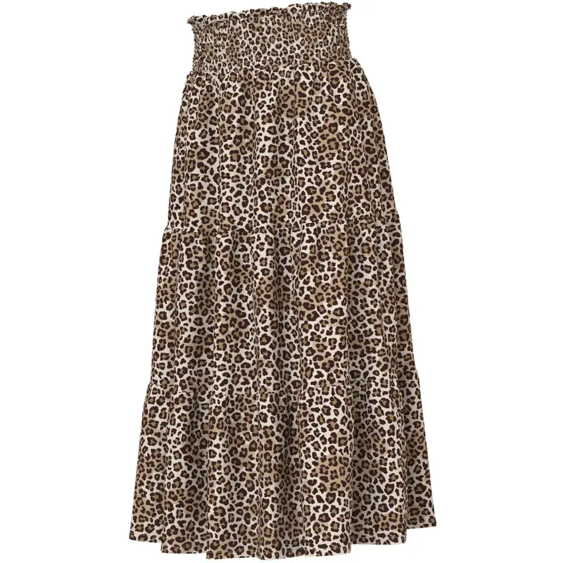 Name It Turtledove Leopard Nkfvinaya Long Wide Skirt 1