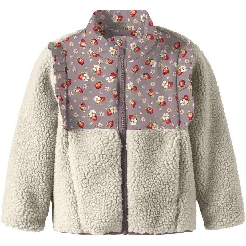 Name It Whitecap Gray Strawberry Nmfminna Teddy Jacket 1