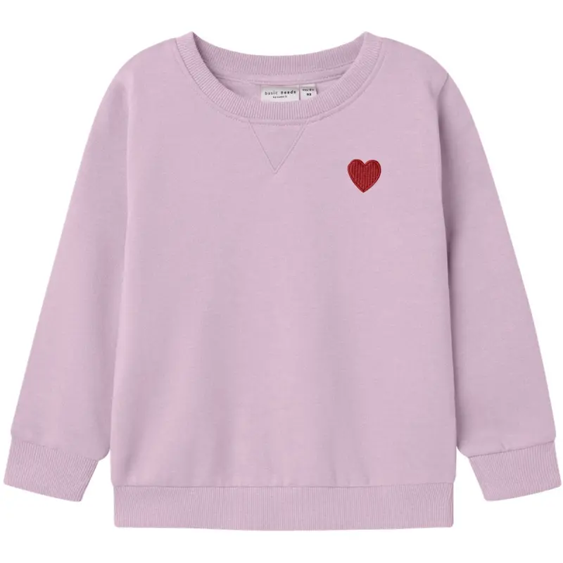 Name It Winsome Orchid W. True Red Heart Nmfvima Ls Sweat Bru Noos 1