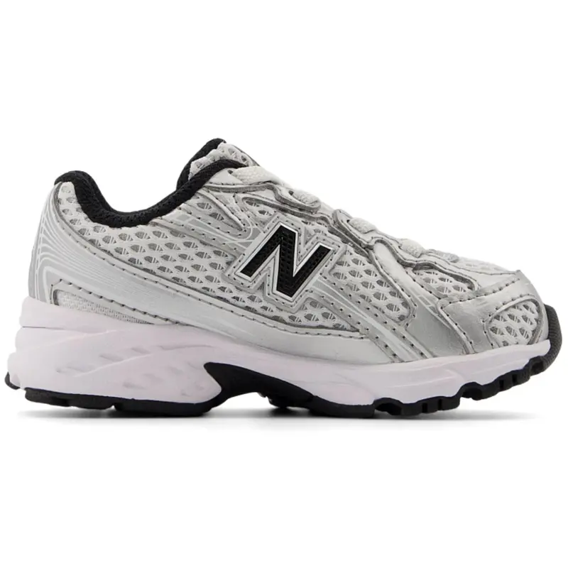 New Balance Silver Metallic 740 Kids Bungee Lace Sneakers 1