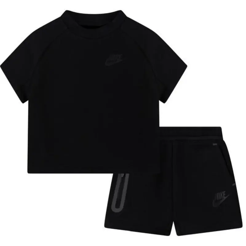 Nike Black Tech Fleece Tee Shorts Set 1
