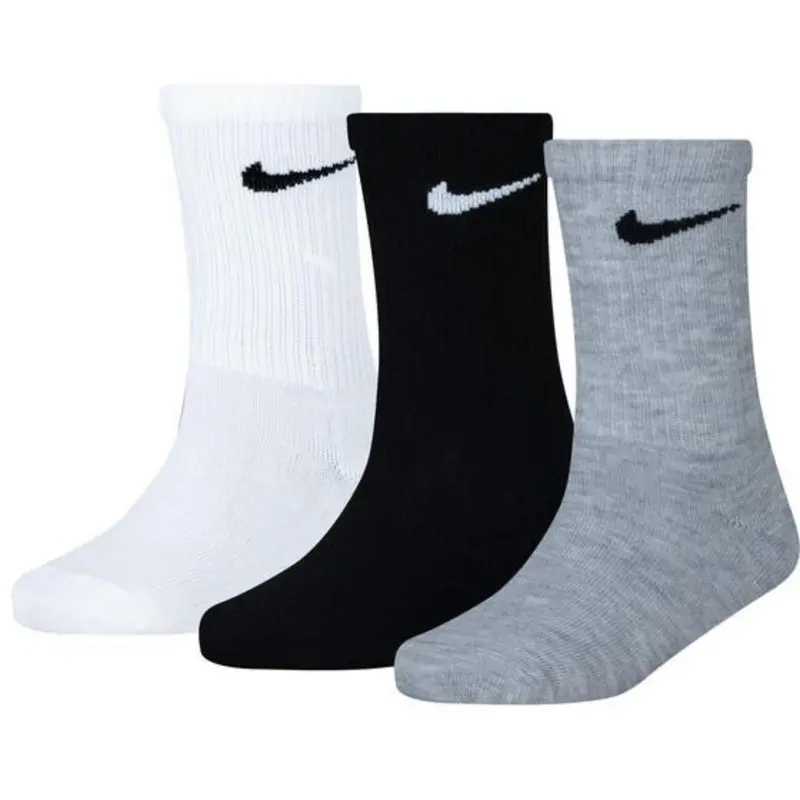 Nike White/Dark Gray Heather Basic Crew 3-Pack Socks 1