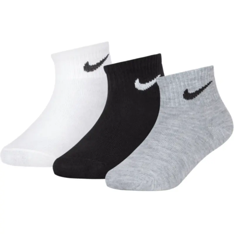 Nike White/Dark Gray Heather Nike Basic Ankle 3-Pack Socks 1