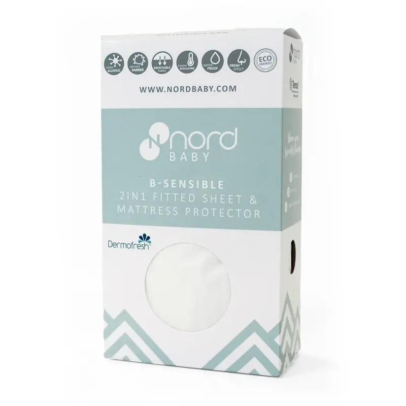 Nordbaby White 2In1 Fitted Sheet & Protector 60X120 1