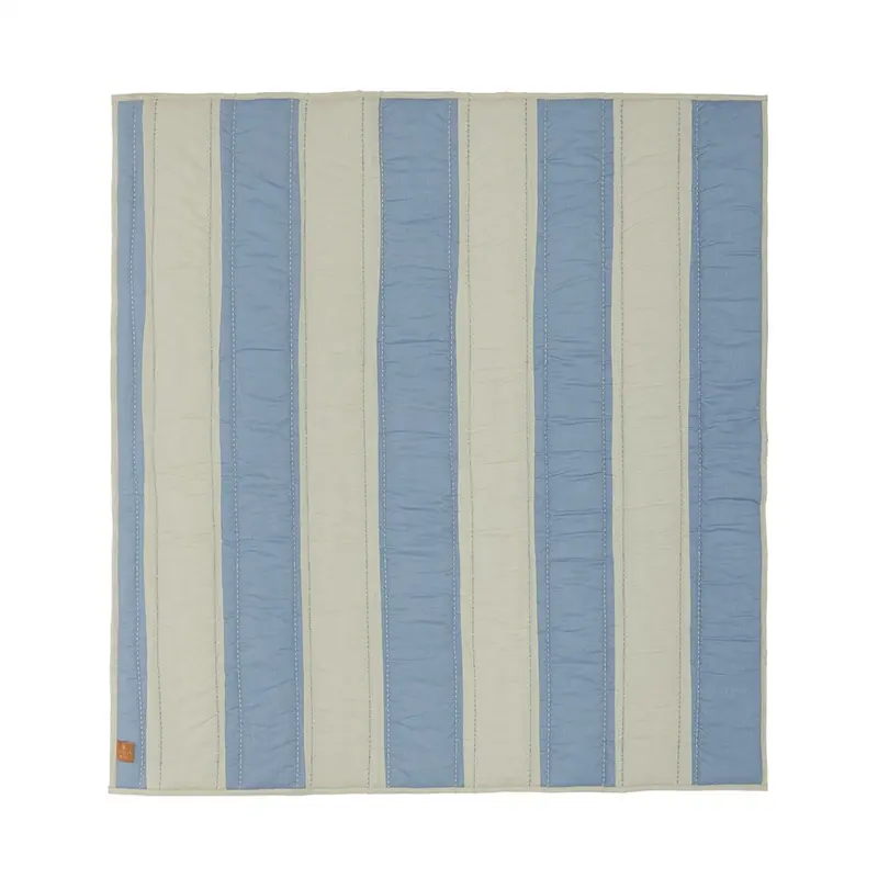 Oyoy Blue/Clay Striped Quilted Blanket 1