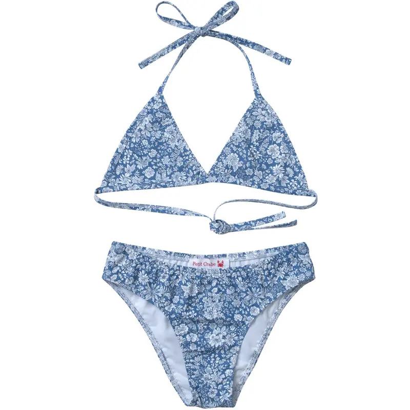 Petit Crabe Evening Sky (Made With Liberty© Fabric) Elle Triangle Bikini 1