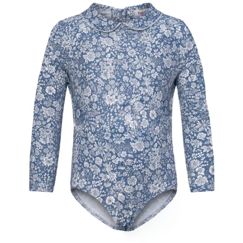 Petit Crabe Evening Sky (Made With Liberty© Fabric) Peeter Pan Swimsuit L/S 1