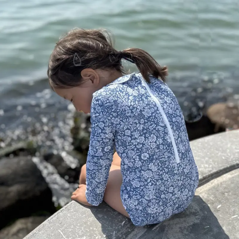 Petit Crabe Evening Sky (Made With Liberty© Fabric) Peeter Pan Swimsuit L/S 2