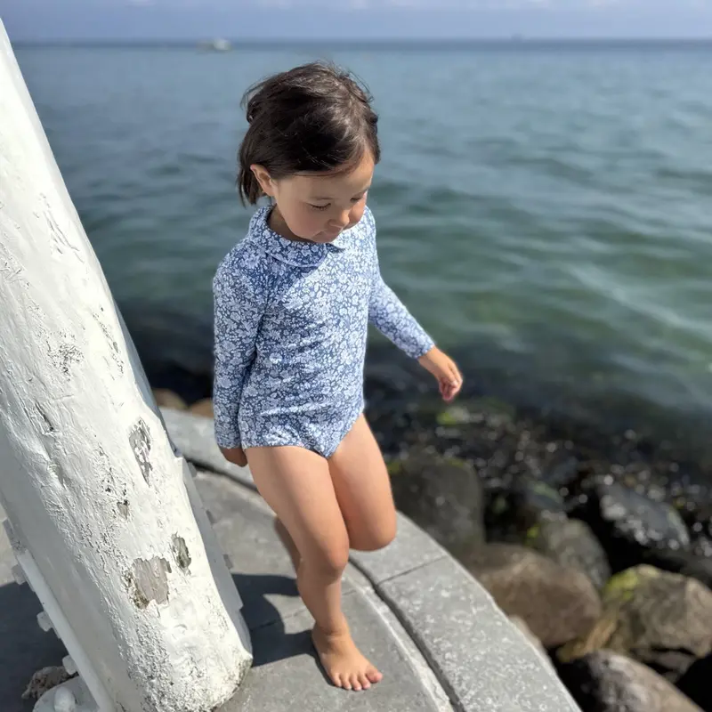 Petit Crabe Evening Sky (Made With Liberty© Fabric) Peeter Pan Swimsuit L/S 3