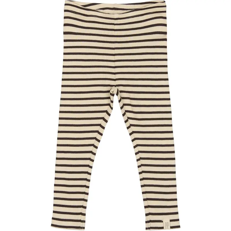Petit Piao Coffee Bean/Off White Legging Modal Striped 1