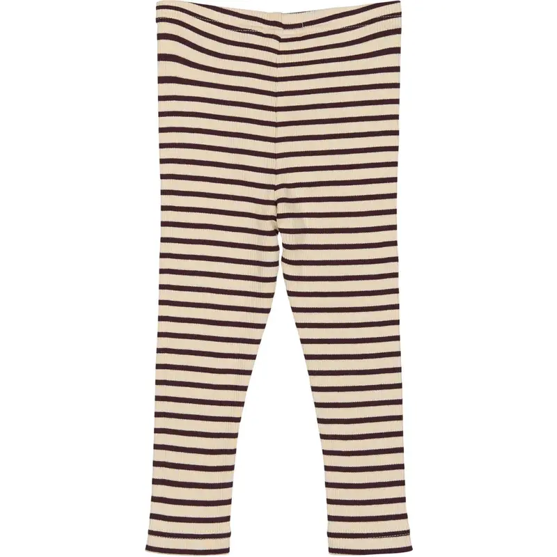 Petit Piao Dark Grape/Off White Legging Modal Striped 3