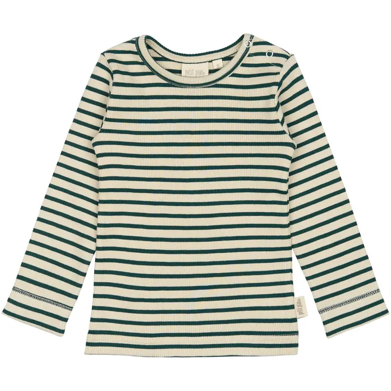 Petit Piao Dark Sea/Off White T-Shirt L/S Modal Striped 1