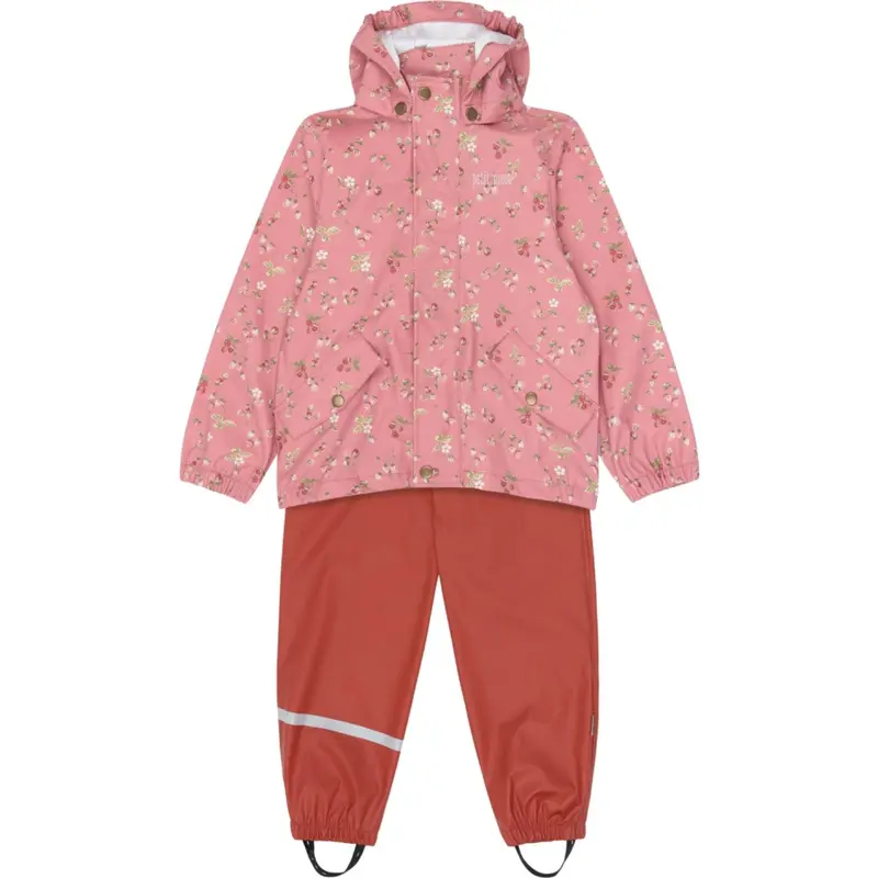 Petit Piao Dusty Rose Strawberry Aop Ppdai Rainwear Set 1