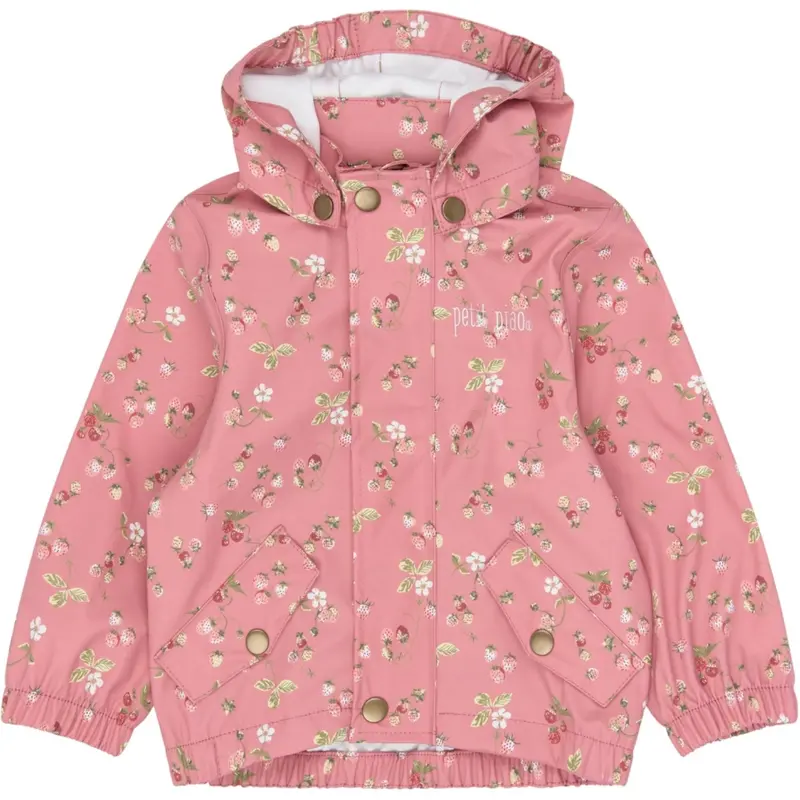 Petit Piao Dusty Rose Strawberry Aop Ppdai Rainwear Set W. Susp. 2