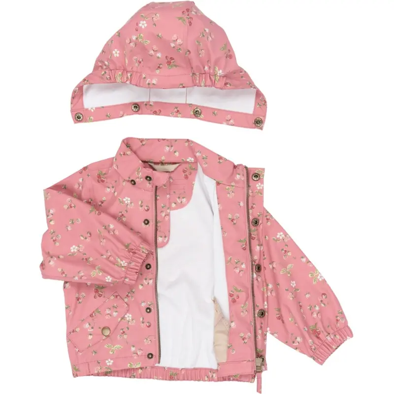 Petit Piao Dusty Rose Strawberry Aop Ppdai Rainwear Set W. Susp. 4