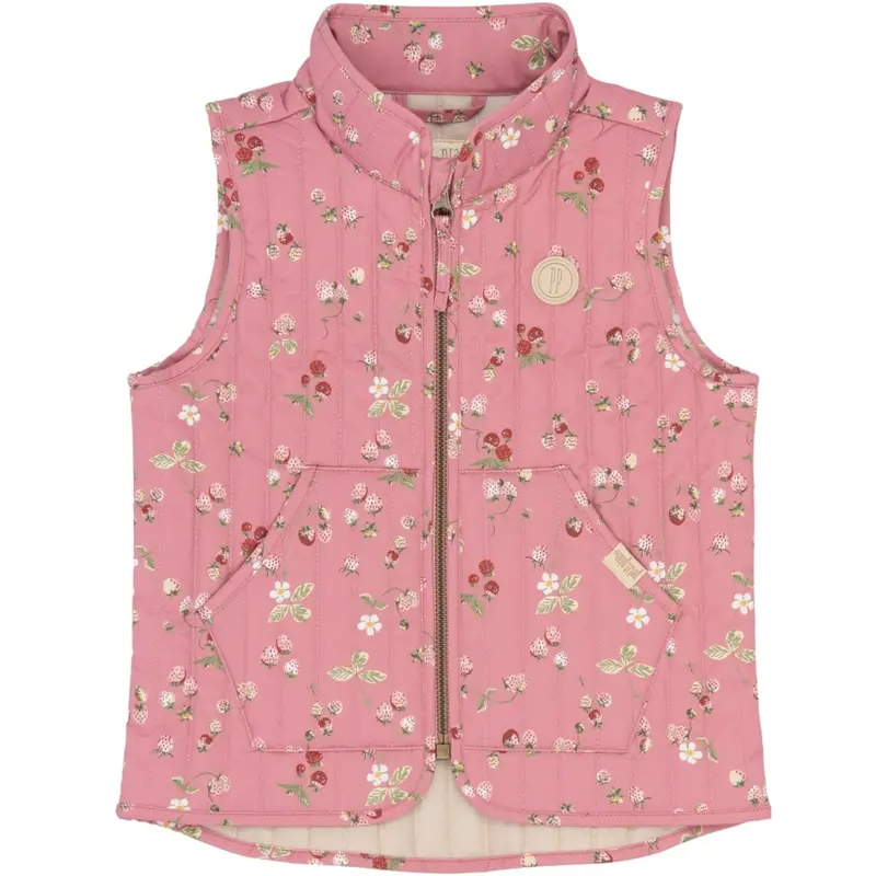 Petit Piao Dusty Rose Strawberry Aop Ppever Thermo Waistcoat 1