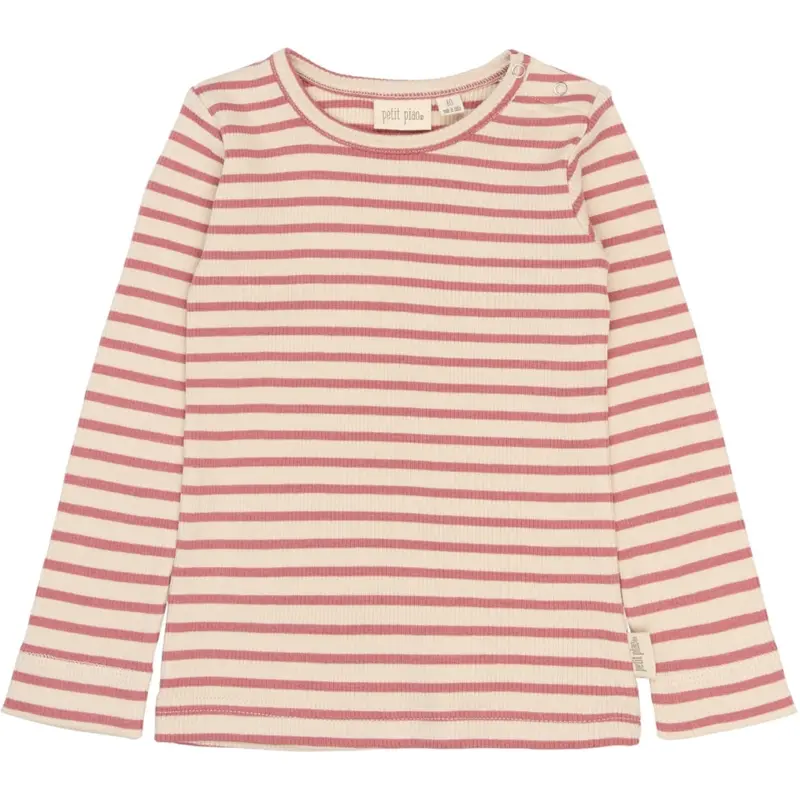 Petit Piao Dusty Rose Striped Ppsky L_S Tee 1