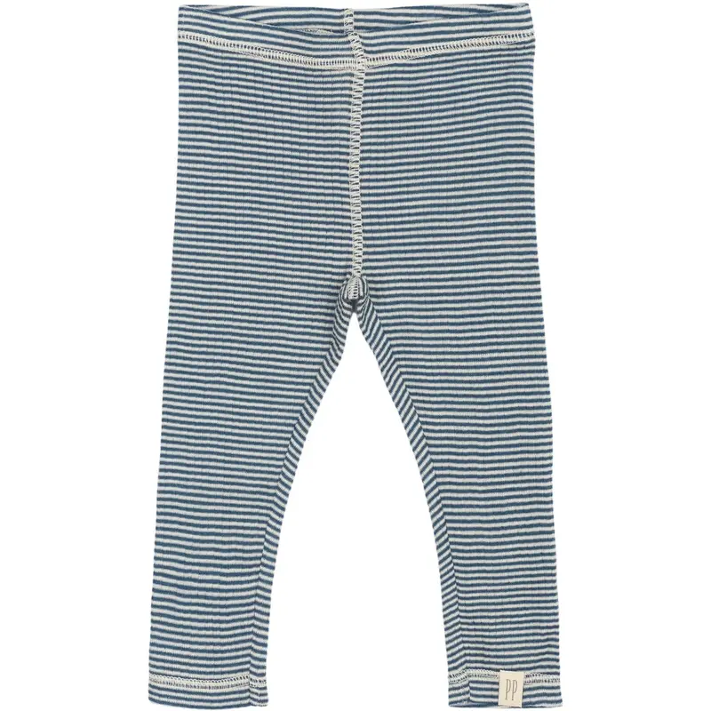 Petit Piao Ensign Blue/Dark Off White Ppdante Leggings Merino Wool Striped 1