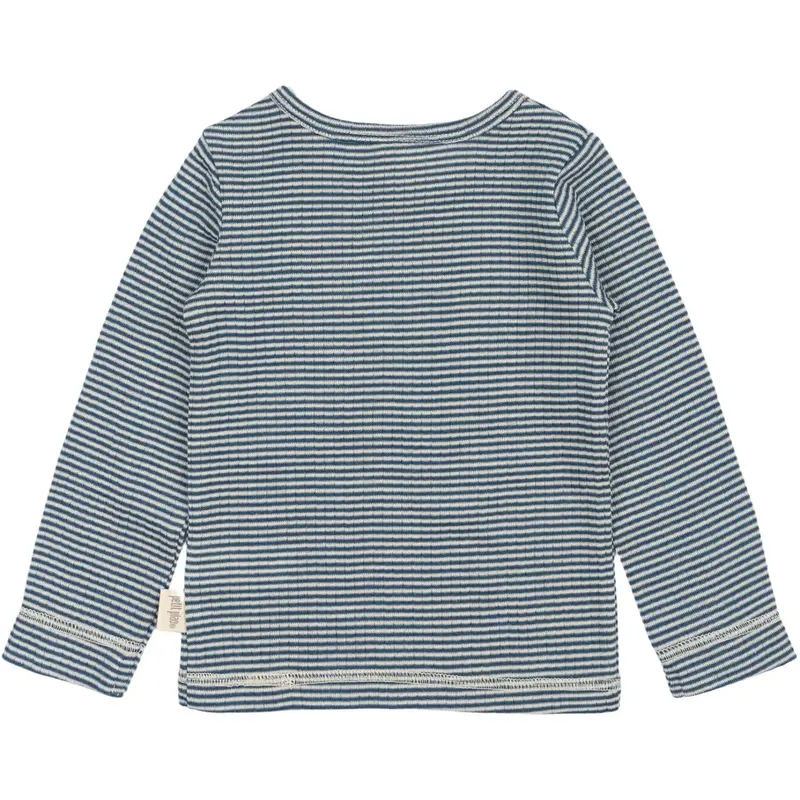 Petit Piao Ensign Blue/Dark Off White Ppdante T-Shirt L/S Meriono Wool Striped 3