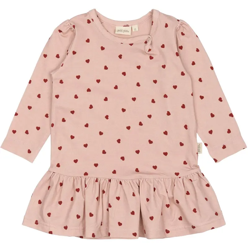 Petit Piao Heart Dress L/S Gather Printed 1