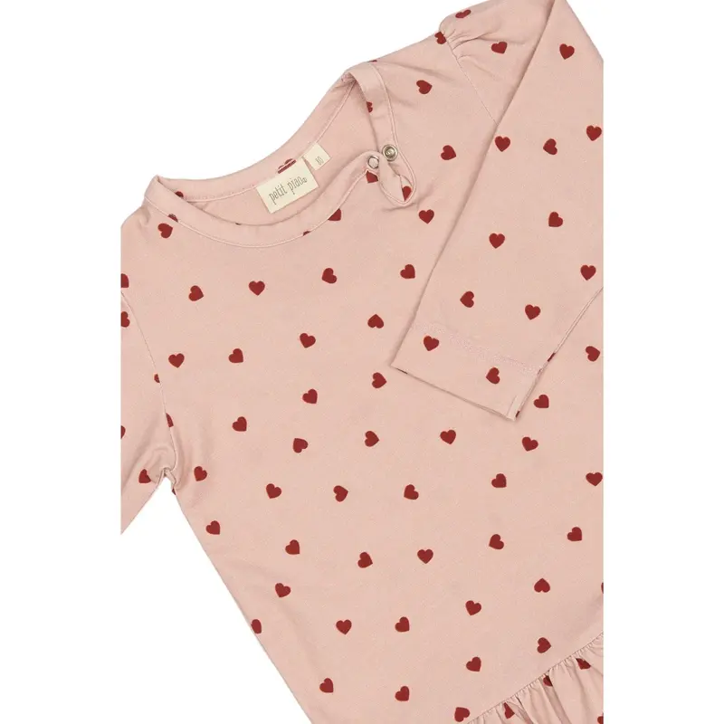 Petit Piao Heart Dress L/S Gather Printed 2