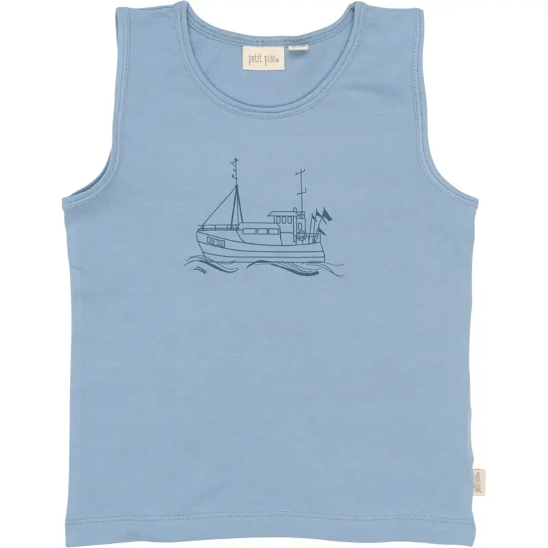 Petit Piao Illusion Blue Boat Aop Ppstar Boys Undershirt 2-Pack 3