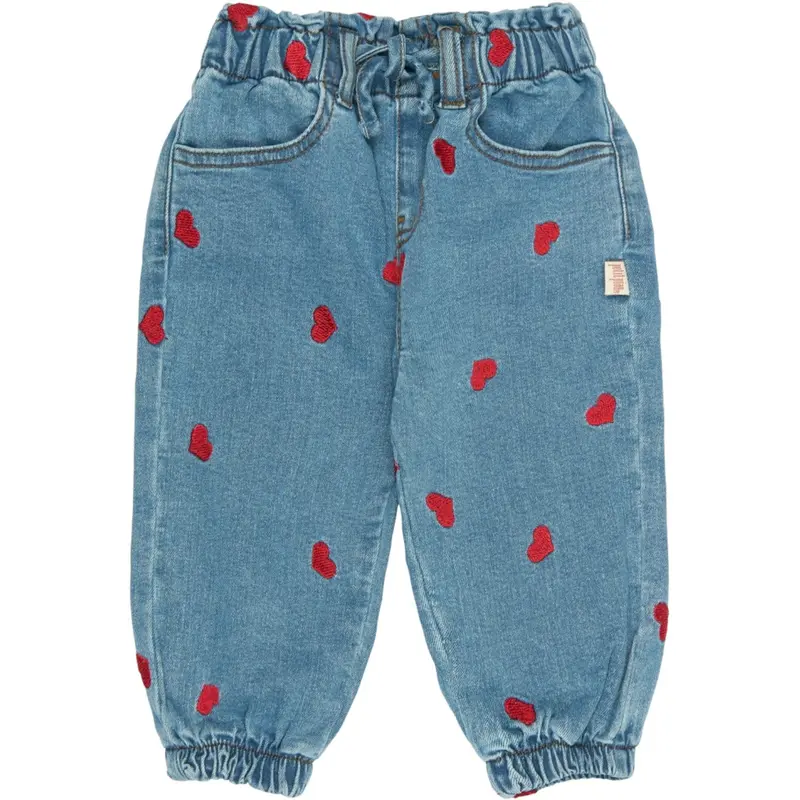Petit Piao Light Blue Denim Emb Ppeva Denim Pants 1