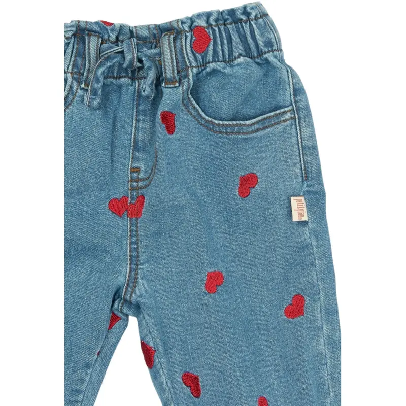 Petit Piao Light Blue Denim Emb Ppeva Denim Pants 2