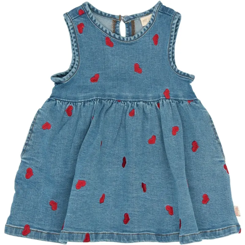 Petit Piao Light Blue Denim Emb Ppeva S_L Denim Dress 1
