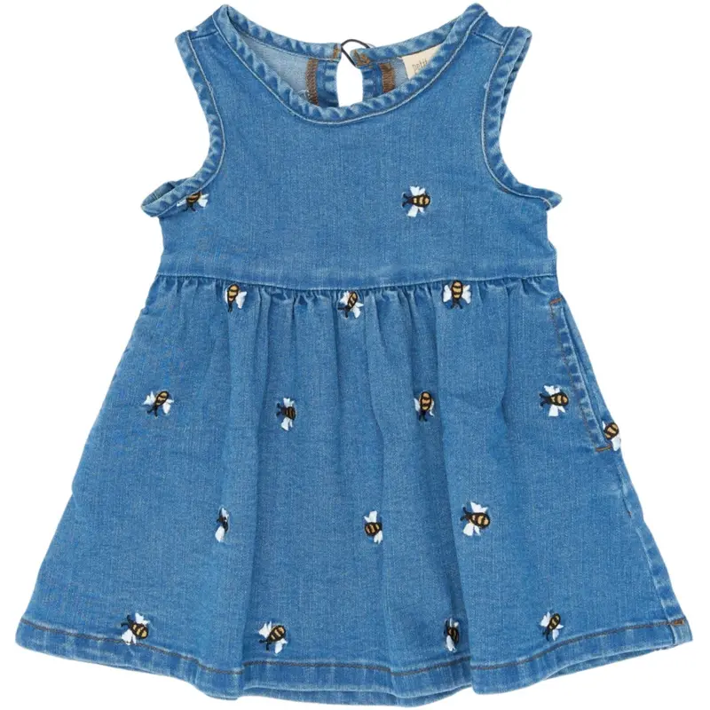 Petit Piao Light Blue Denim Emb Ppjubii S_L Denim Dress 1