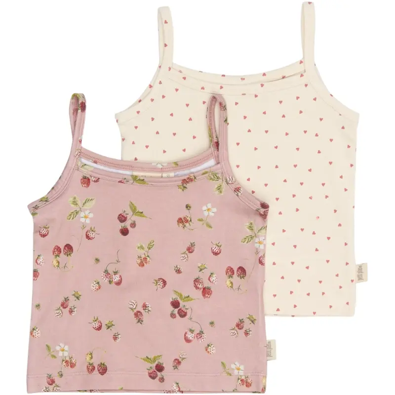 Petit Piao Misty Rose Strawberry Aop Ppstar Girls Undershirt 2-Pack 1