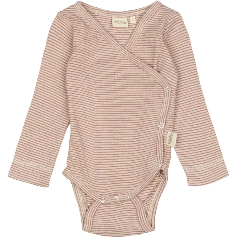 Petit Piao Nostalgic Rose/Dark Off White Ppdian Body L/S Fold Over Stripe Noos 1