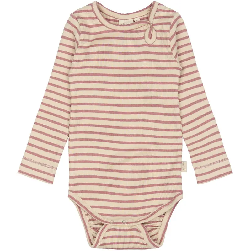 Petit Piao Nostalgic Rose/Off White Body L/S Modal Striped 1