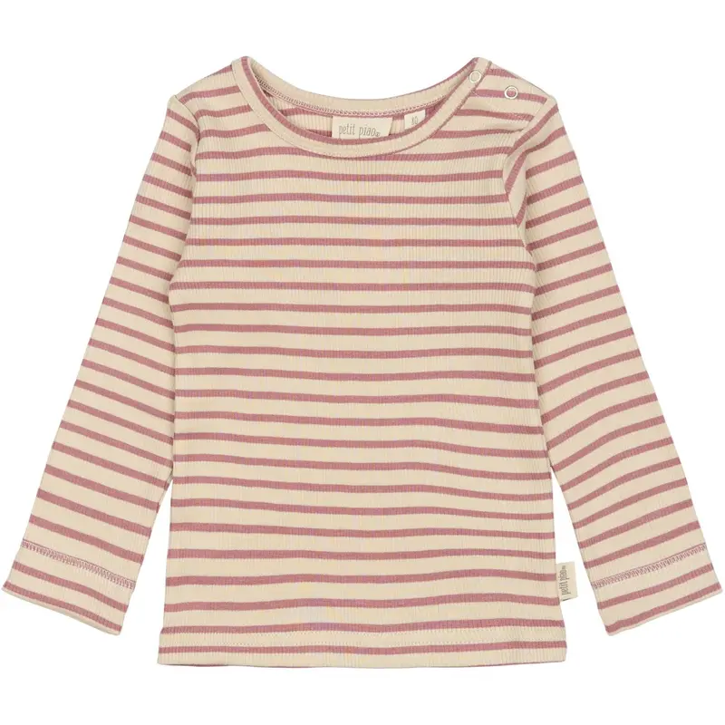 Petit Piao Nostalgic Rose/Off White T-Shirt L/S Modal Striped 1
