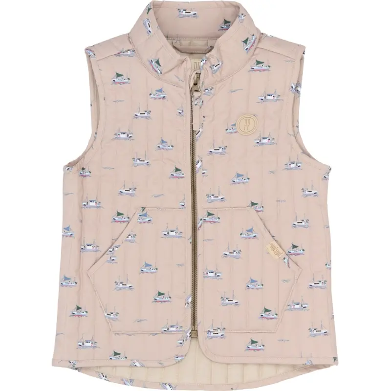 Petit Piao Oxford Tan Boat Aop Ppever Thermo Waistcoat 1