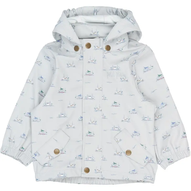 Petit Piao Pearl Blue Boat Aop Ppdai Rainwear Set W. Susp. 2