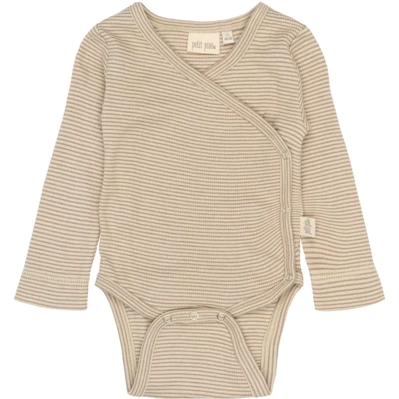 Petit Piao Pure Cashmere/Dark Off White Ppdian Body L/S Fold Over Stripe Nb Noos 1