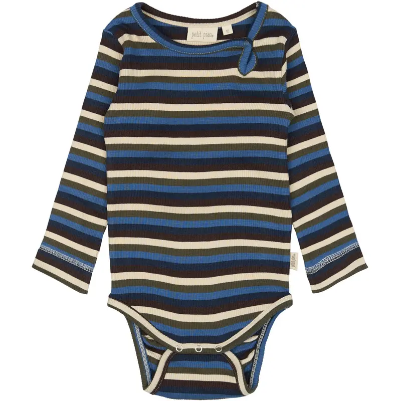 Petit Piao True Navy Multistripe Body L/S Modal Multi Striped 1