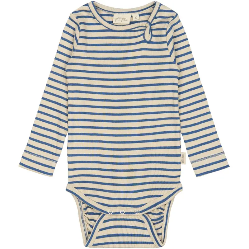 Petit Piao True Navy/Off White Body L/S Modal Striped 1