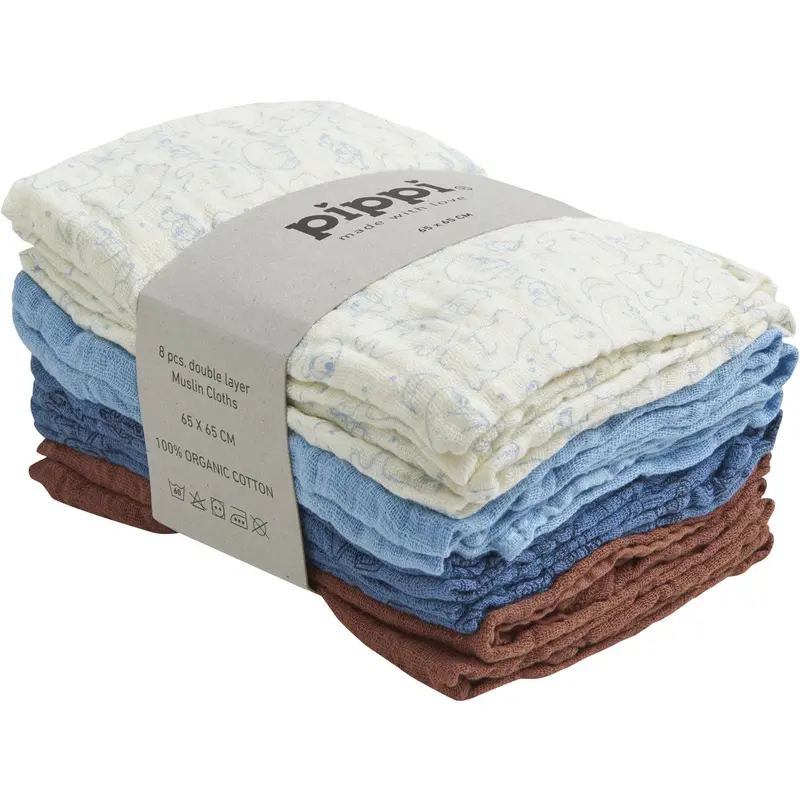 Pippi Air Blue Cloth Muslin (8-Pack) 1