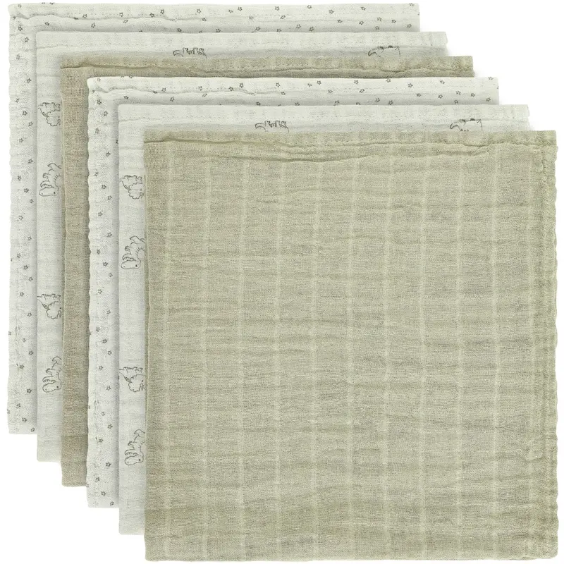 Pippi Dried Sage Muslin Cloth (6-Pack) 1